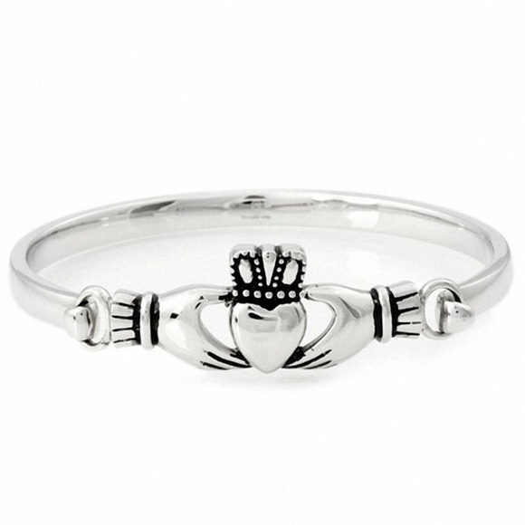 Claddagh Bangle in Stainless Steel - 7.5" - Picture 1 of 3